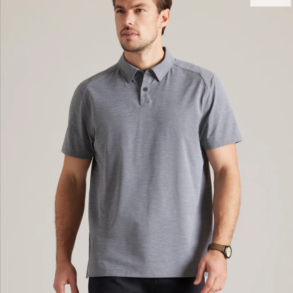 RHONE Gray Polo Shirt Classic Fit Short Sleeves